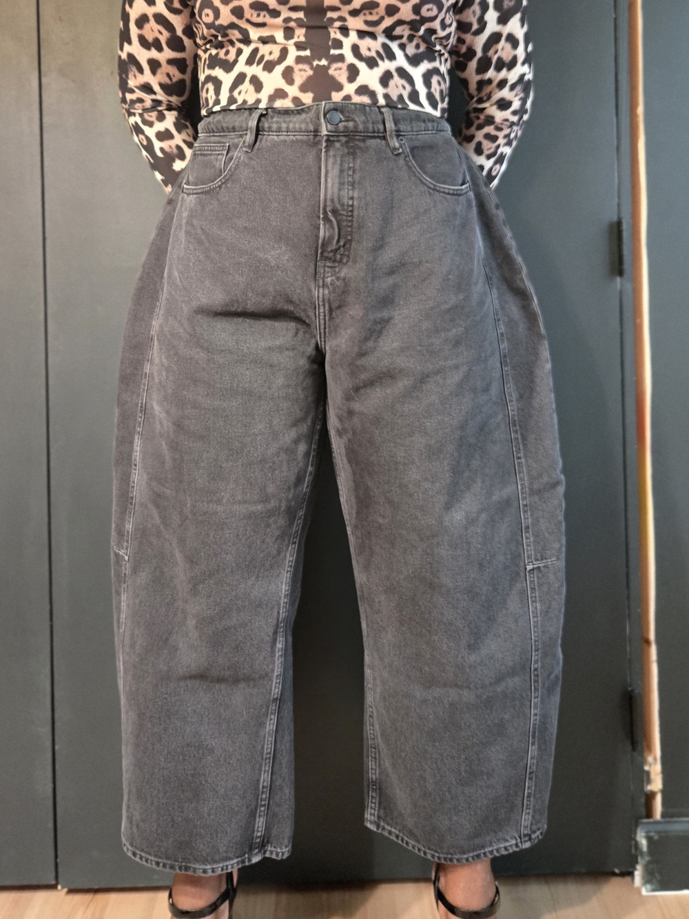 good american | good extreme barrel jeans | denim | black | cropped | us 16